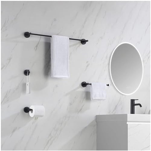 KIBI Juego de accesorios de baño circulares de 5 piezas  Toallero, anillo para toallas, soportes para papel higiénico, ganchos para bata (negro