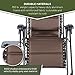 TIMBER RIDGE Zero Gravity Chairs, Folding Recliner Chair Padded with Cup Holder and Headrest, Adjustable Lounge Reclining Chair for Outdoor Camping Lawn Patio Indoor, Supports 350lbs, Brown