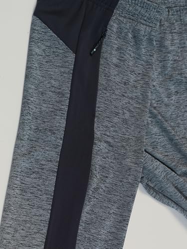 Image of TECHNOSPORT Men's Melange Slim Fit Techno Dry Trackpants Drawstring 2-Pocket Polyester Joggers for Gym Running Workout UPF50+ Anti Odour