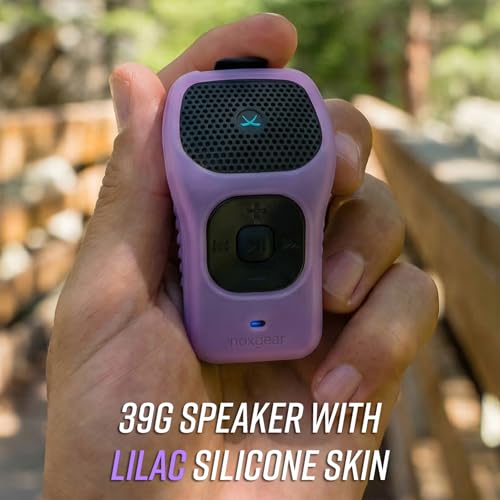 Image of noxgear 39g Wearable Bluetooth Speaker, Magnetic Mini Clip-On EDC Gear, Waterproof Up to 15 Hours Playtime | Clip On Speaker, Wearable Speaker with Microphone, 100ft Range (Color: Lilac)