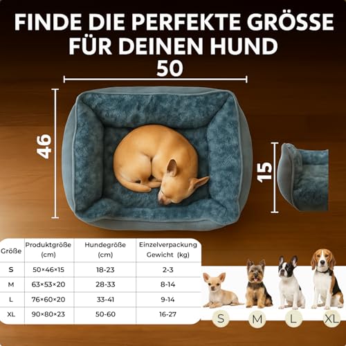 BOUCHABEL Kuscheliges Hundebett – Hundekissen, Hundekorb, Hundebett für kleine Hunde, weiche Hundecouch, waschbar und rutschfest, Füllung aus PP‑Baumwolle und geschreddertem Schaumstoff