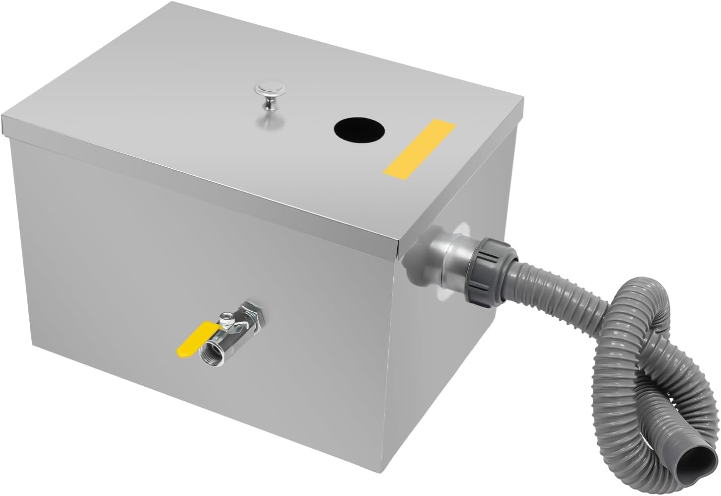 Commercial Grease Trap Interceptor, Under Sink Grease Trap Stainless Steel Interceptor Top Inlet with Drainage Pipe and Lid for Restaurant Home Kitchen Tools, 13.79" x 9.85" x 9.06"(L*W*H)