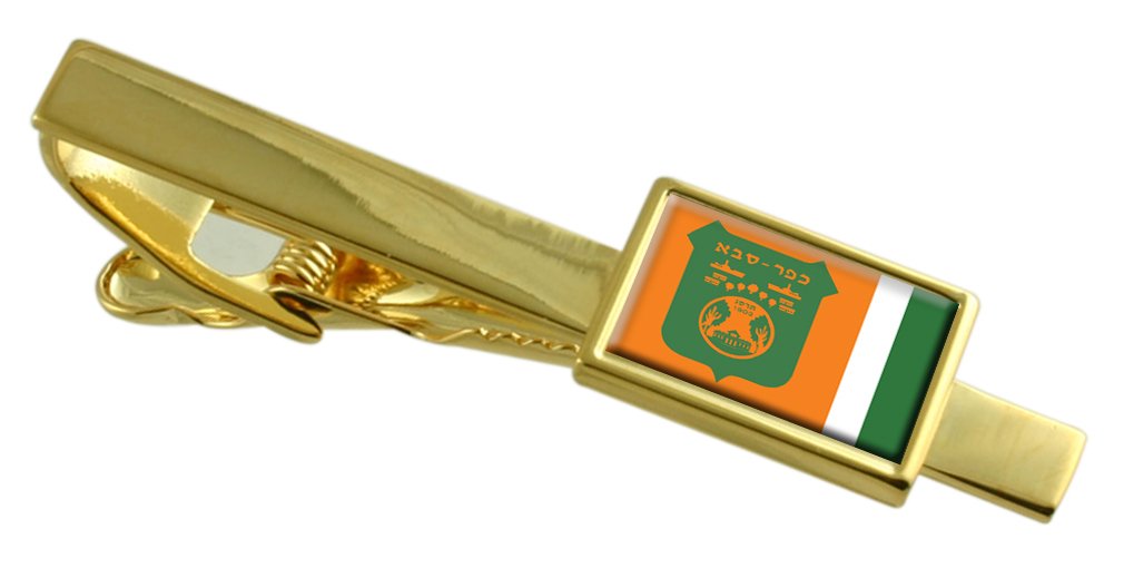 Kfar Saba City Israel Flag Gold-tone Tie Clip Engraved Personalised