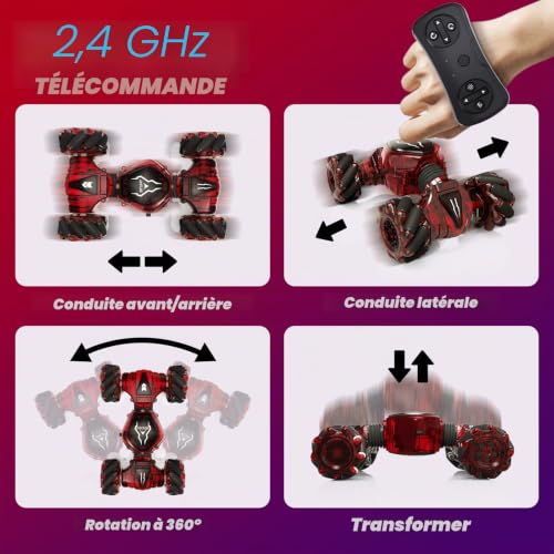 Cadeaux pour Garçons Filles : Voiture Télécommandée de Cascade avec Télécommande 2.4GHz