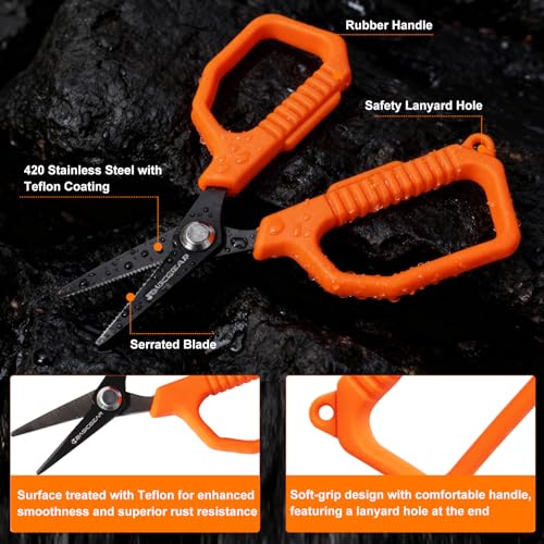 BasicGear Fishing Tool Kit, Pliers, Gripper, Scissors, Knife, Orange - image 6