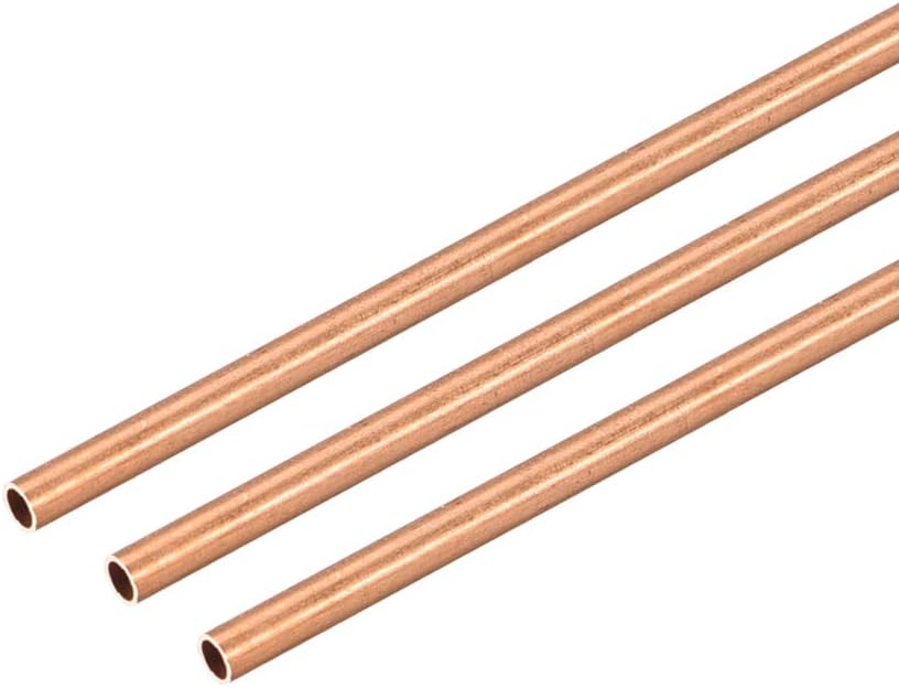 uxcell Copper Round Tube, 2mm OD 0.2mm Wall Thickness 300mm Long Straight Pipe Tubing 3 Pcs
