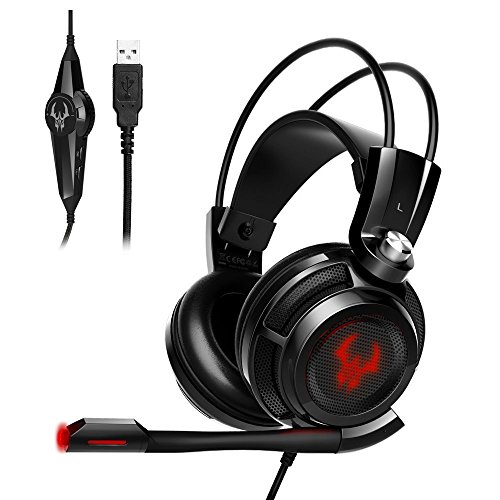 EasyAcc G1 Gaming Headset Virtual 7.1 Surround-Sound Gaming Kopfhörer mit Vibrationsfunktion,USB für PC,PS4