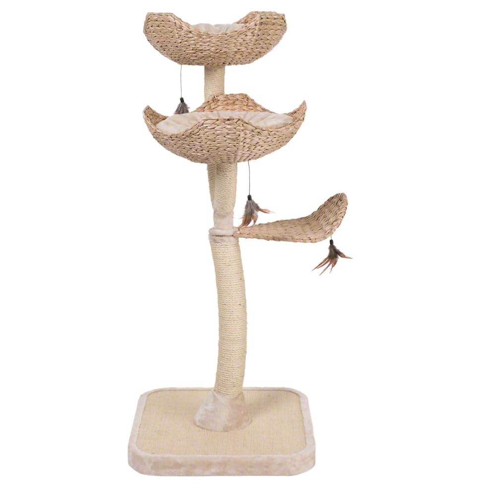 zooplus Árbol rascador Cat 's Flower | base extra gruesa | 2 cestas para dormir de jacinto de agua | incluye juguete para gatos | robusto y estable | altura: 130 cm