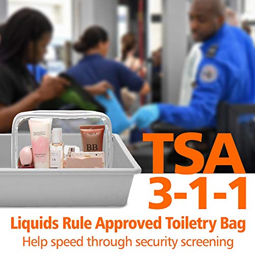 Clear Makeup Bag, Packism Waterproof Tsa Approved Toiletry Bag Quart Size Bag, Clear Makeup Bags With Zipper Travel Cosmetic Bag, Carry On Airport Airline Compliant Bag, 3 Pack, Grey #TOP1