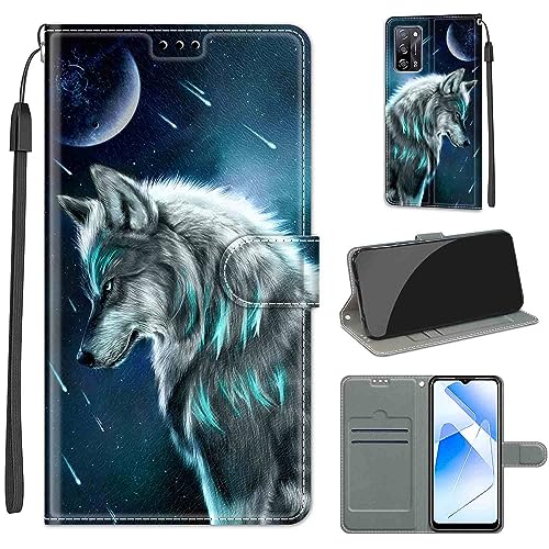 Funda para OPPO A55 5G, Carcasa OPPO A54 4G Libro con Tapa de Cuero Piel Billetera Case Flip Cover con Kickstand, Hebilla Magnetica, Ranuras Tarjetas Carcasa para OPPO A16 4G / A53s 5G / OPPO A54s