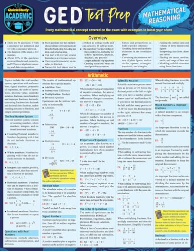 GED Test Prep - Mathematical Reasoning: a QuickStudy Laminated Reference Guide (Quick Study Academic)