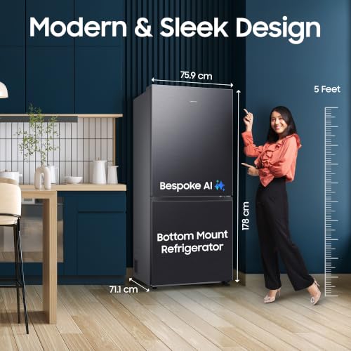 Image of Samsung 458 L, 1 Star, Digital Inverter, Frost Free Double Door, Bespoke AI WiFi Refrigerator (RB45DG6005B1TL, Black DOI, 2026 Model)