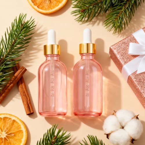 Bumobum 2 oz Dropper Bottle, 24 Pack Pink Glass Eye Dropper Bottles with Golden Top Cap for Essential Oils, Tincture Bottle with Labels and Funnel by Bumobum - Image 7