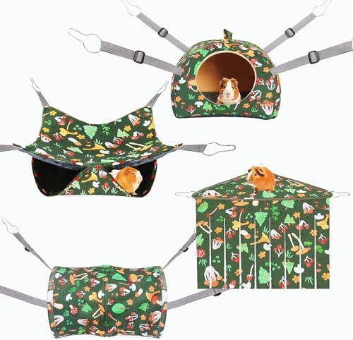 Small Animal Hammock, Ferret Hammock for Cage - 4 Pack, Dual Purpose ...