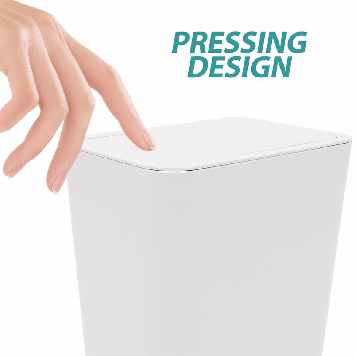 OUNONA 3pcs White Kitchen Trash Can with Press Lid, Garbage Bin for Bathroom and Office, Large Capacity Wastebasket for Home Storage and Organization