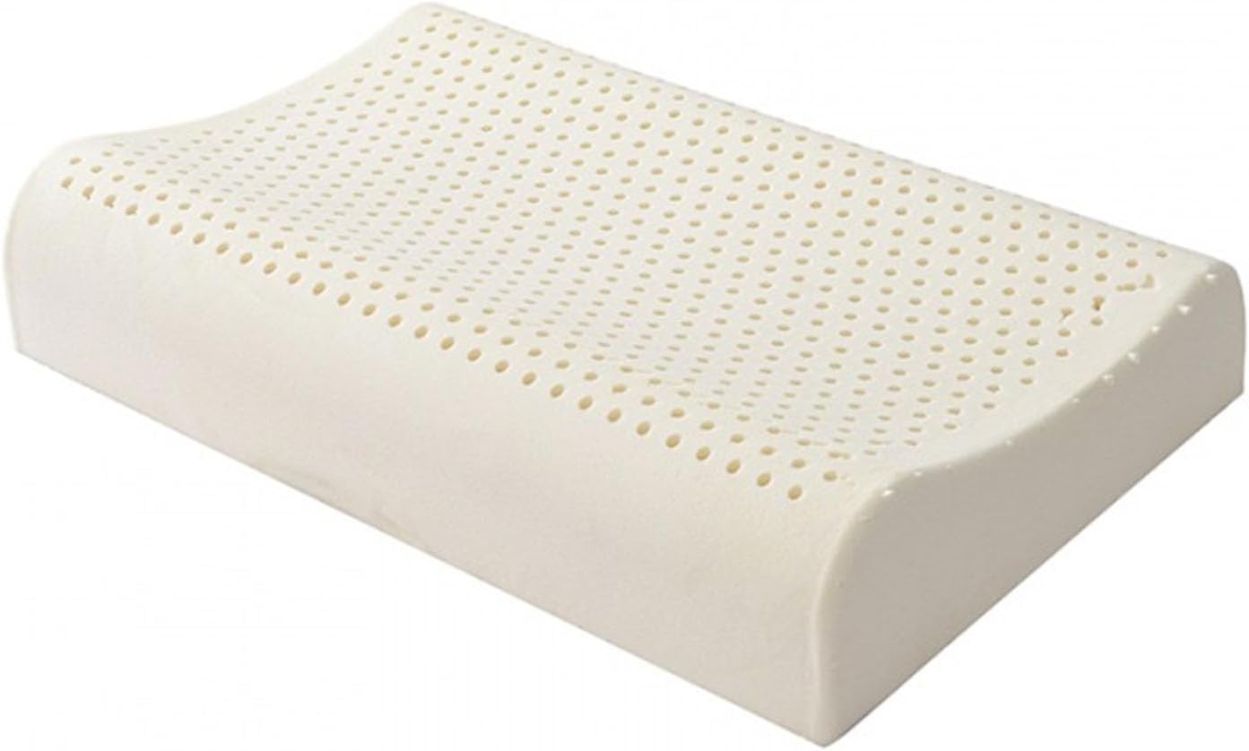 100% Natural Latex Pillow Contoured Memory Foam Neck Support for Side Back & Stomach Sleepers Flat Design 50x30x7/9cm - Ultimate Comfort & Support