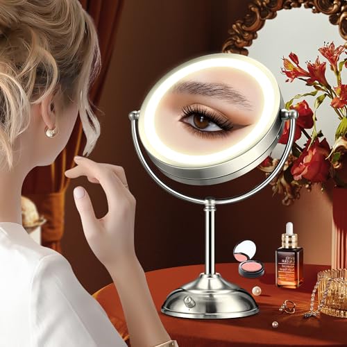 20x Lighted Rechargeable Makeup Mirror - 8.6, 3 Color Modes, 360° Rotation, No Assembly Required