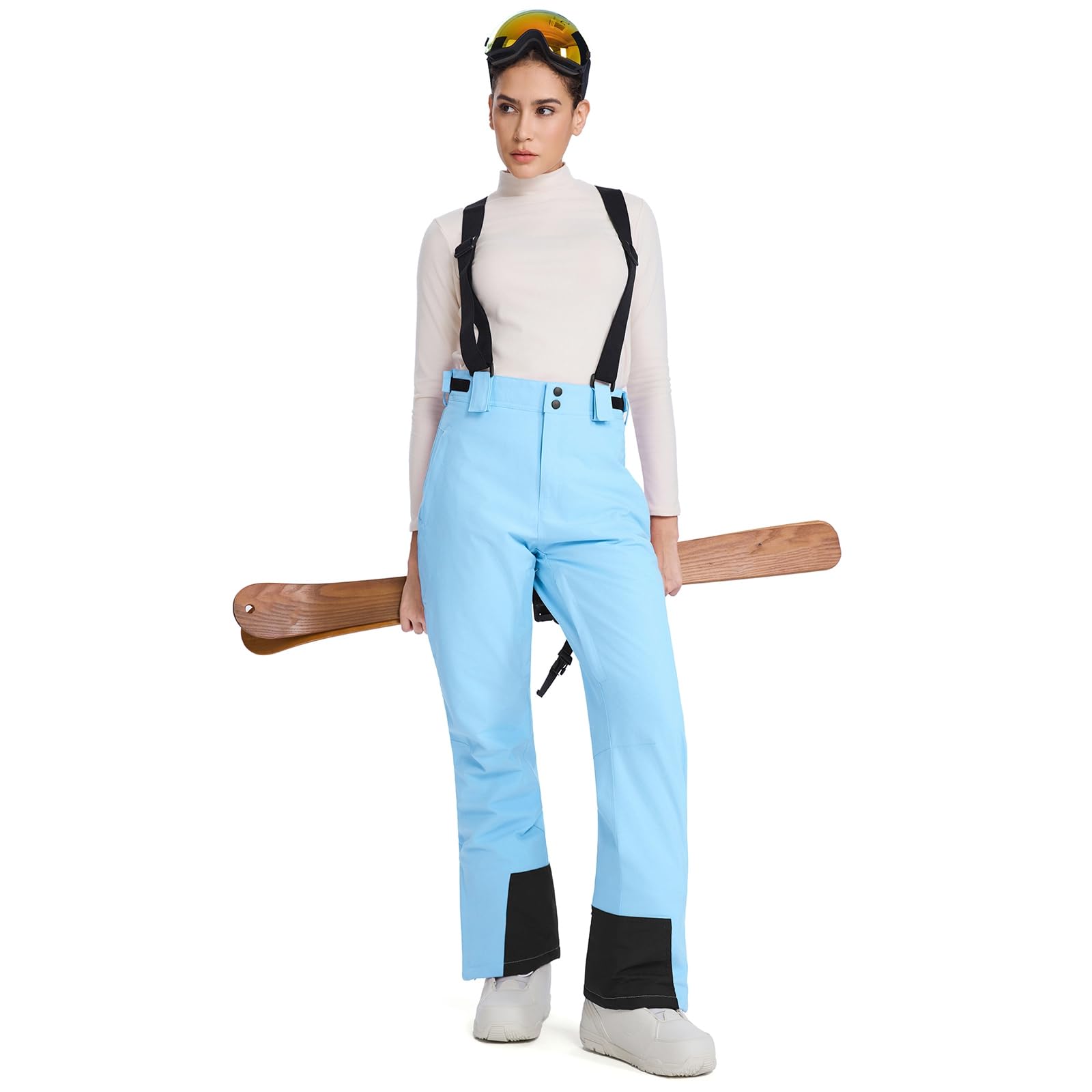 HOTIAN Damen Skihose Hosenträgerhose Snowboardhose Damen Winter Warm Wasserdicht Winddicht Abnehmbare Skilanglaufhose Thermohose Wanderhose Blue M