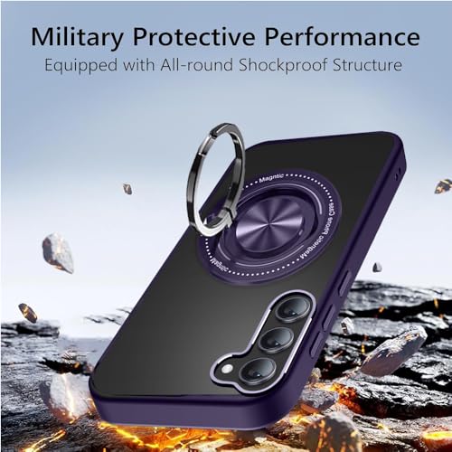 Image of KARWAN️360 Degree Stand with Mag-Safe Case with N52 Strong Magnets Mag-Safe Phone case Cover for Samsung Galaxy S23 || Mobile Back Cover for Samsung Galaxy S23 || Purple