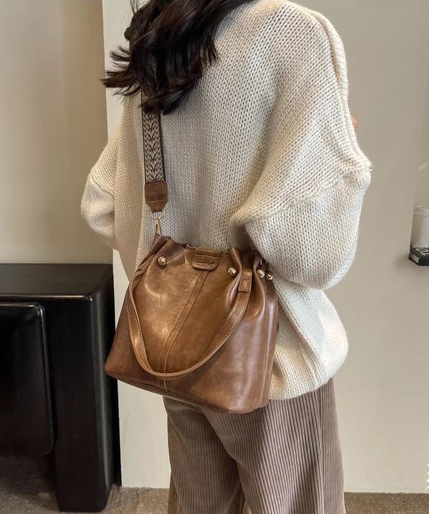 Image of Hobo Bags for Women Crossbody Purses and Handbags Bucket Purse Faux Leather with Detachable Long Strap