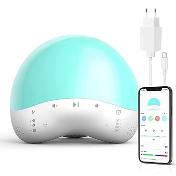 HASTHIP White Noise Machine for Baby Sleep Aid WiFi APP Control Colors RGB Night Light White Noise Therapy Machine for Adults 25 Melody Sounds Machine with Timing & Memory Function for Alexa & Google