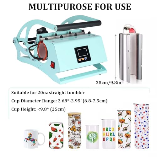 Tumbler Heat Press Machine para tazas 20-30 oz verde miniatura 6