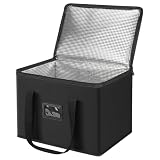 40L Große Isoliertasche aus Oxford-Stoff mit Lederfach und hinterer Zusatztasche, Wiederverwendbare Kühltasche für Strand, Picknick, Camping, Grillen, Outdoor, Reisen und Einkaufen (43x30x31cm)