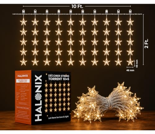Image of Halonix Decorer Torrent 10 x 5 Bright Led String Light | Diwali Light | Christmas Light | Wedding Light | Festive Lights for Home Decoration (Yellow, 4 Meters, Pack 1)