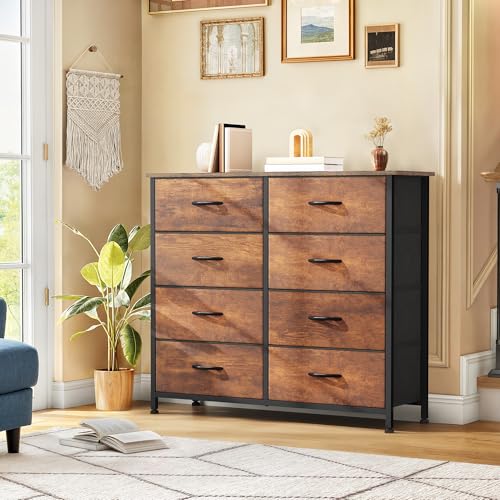 image for DWVO 8 Drawers Fabric Dresser, Furniture Storage Tower Cabinet, Organi