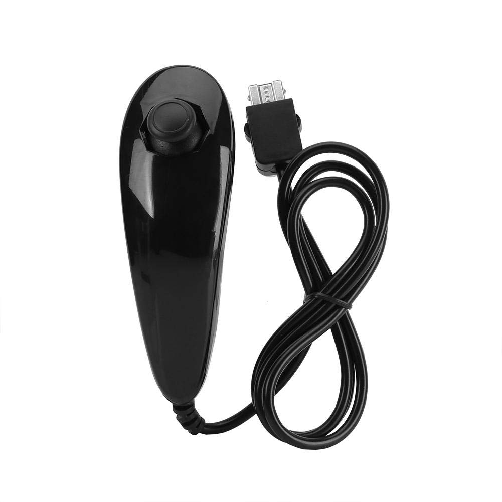 Wireless Game Handle Left and Right Infrared Remote Controller with Silicone Case for Nintendo Wii (Black+ White)(Black)