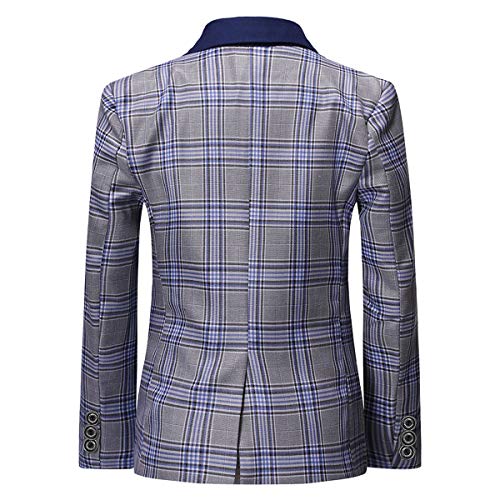 Boys Plaid Tuxedo Suit Slim Fit Dresswear 3 Pieces Blazer Pants Vest #TOP3