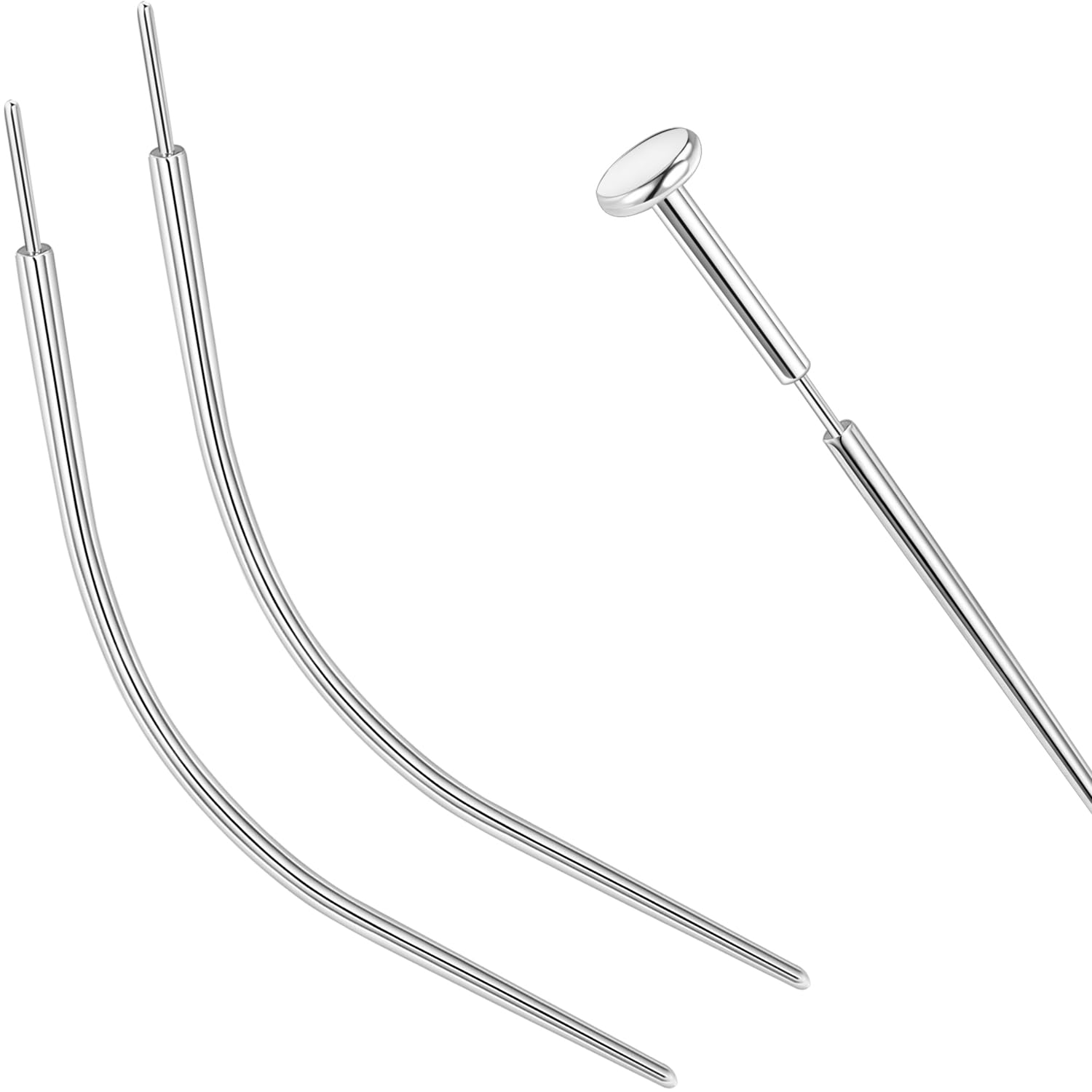 20g/18g/16g/14g Curved ASTM F136 Titanium Piercing Kit Taper Insertion Pin for Threadless Tragus Helix Lip Nose Helix Piercing Jewelry Cartilage Earrings Labret Studs Nose Stud Stretcher