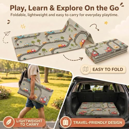 Image of StarAndDaisy Baby Floor Play Mat for Babies, Infants & Toddlers, Double-Sided Waterproof Play Mat, Reversible & Foldable Design (Giraffe, 6 * 5)