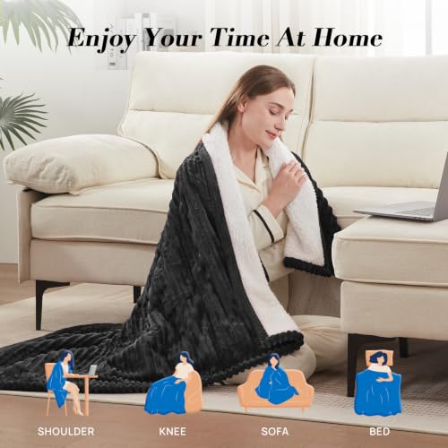 Image of Westinghouse Heated Throw Blanket, Fast Heating Blanket, 50x60 Inch Chacoal | Soft Flannel Sherpa Electric Throw with 6 Heating Levels & 2-10 Hours Auto Shut Off, ETL Certification, Machine Washable