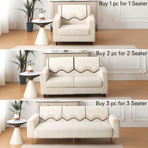 Image of HOKIPO 1 PC Backrest Mat for Sofa Cover | Luxury Supple Soft Wavy Mat with Anti Slip Backing, Cream Brown (AR-6217-CRBR)