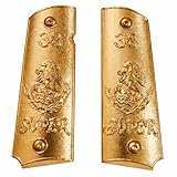Replacement 1911 Full Size 38 Super Metal Grip Panels – Polished Gold Finish – Compatible with Colt 1911 Government Models and Clones