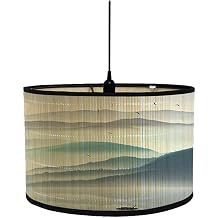 Handmade Bamboo Lamp Shade Old Chinese Landscape Chandelier Lamp Detachable Lampshades Japanese Style Light Cover Lamp Shades for Floor Light and Table Lamp C