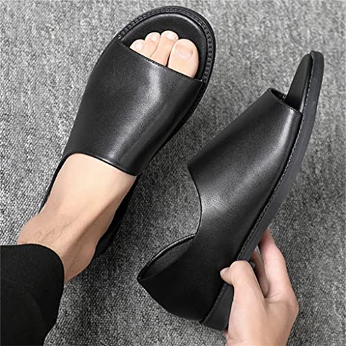 Men Leather Sandals Black Male Shoes Comfortable Gladiator Men Sandals(38)3