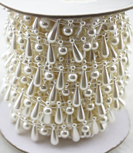 10 Yards 3/5" Width Ivory Teardrop Pearl Rhinestone Chain Sew On Trims Wedding Dress Decoration Lz97 #TOP1