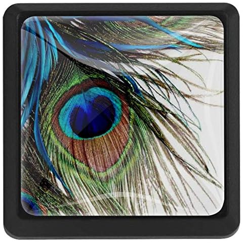 TIKISMILE Peacock Feather Crystal Glass Square Drawer Knobs and Pulls Knobs Handles for Kitchen Furniture Door Drawer Cabinet Dresser Closet Wardrobe Cupboard Bathroom,3 Pack Cover