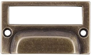 THYMOL Door Hardware Gate Handles Solid Brass Material Label Frame Card Holder Cup Pull Handles for Filing Cabinet File Cabinets Archive Room Pack of 6pcs Retro Door Handle