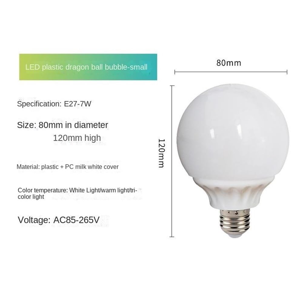 Fengyan Bombillas Domésticas 10 unids/lote bombilla LED de bola de plástico blanco lechoso AC220V G80/G95 E27 bombilla LED de tornillo bombilla frontal de espejo ( Color : Cool White , Talla : G80-E27