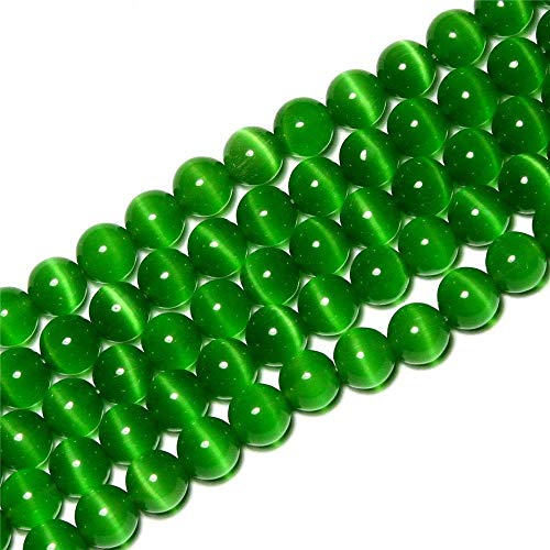 6mm Dark Green Cat Eye Beads Round Semi Precious Gemstone Loose Beads for Jewelry Making (63-66pcs/strand)
