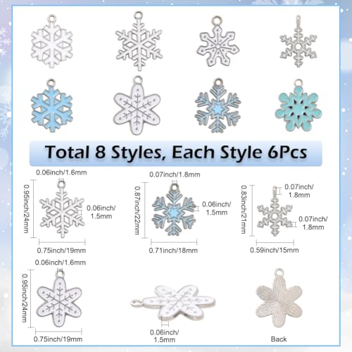 Breloques Flocon de Neige argentées SUNNYCLUE en alliage et émail durable - 2