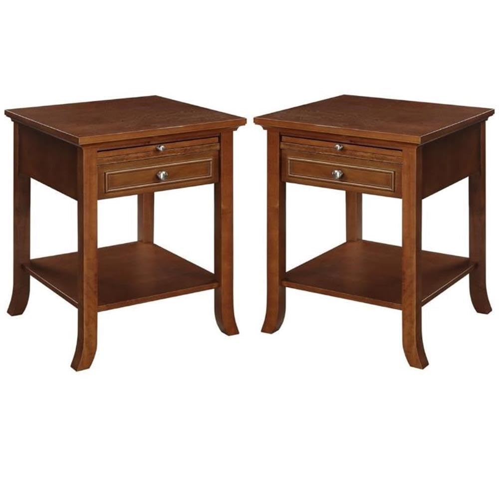 Home Square Logan End Table in Espresso Wood Finish - Set of 2