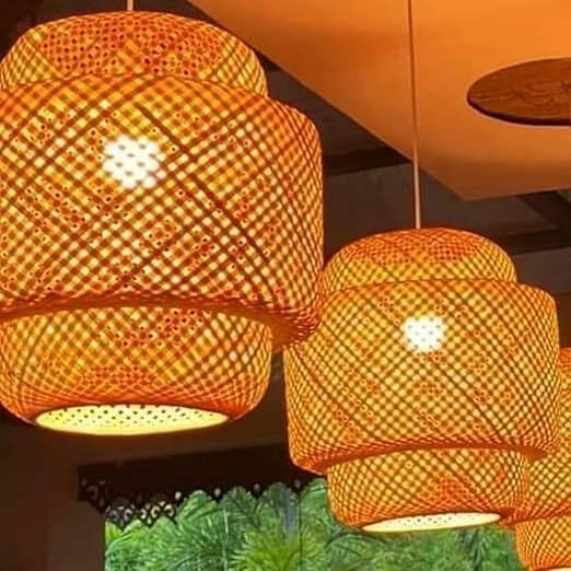 Bamboo Wicker Hanging Lampshades | Bamboo Pendant Lamp | Boho Lamp Shades | Cane Lampshade | Rattan Lamp Shade-image-35