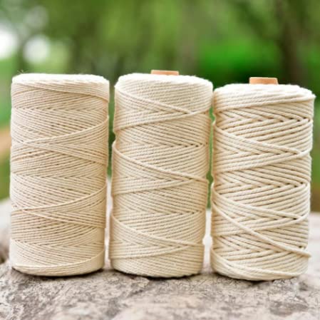 2Mm 3Mm 4Mm Natürliches Makramee-Schnur-Baumwollseil-Diy-Band-Schnur-Nähhandwerk-Makramee-Beige Geflochtene Schnur