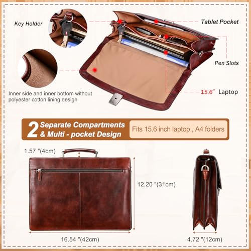 Banuce Vintage Leather Briefcase for Men