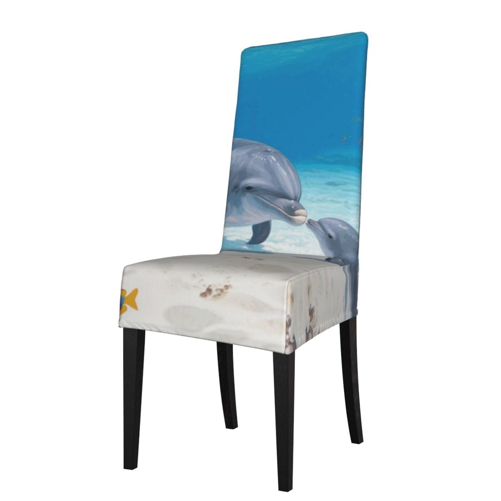Fodpand Black Dolphin Dining Room Chair Cover Stretch Parsons Chair Slipcovers Removable Washable Chair Protectors Cover High Elastic Seat Protector For Home,Kitchen, Hotel, Banquet