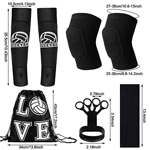 Wettarn 8 Set Volleyball Training Equipment Aid Solo Volleyball Trainer Kit, Include Elastic Volleyball Resistance Belt Set Volleyball Spike Trainer Hand Straps Arm Sleeves Knee Pads Backpack Headband #TOP2